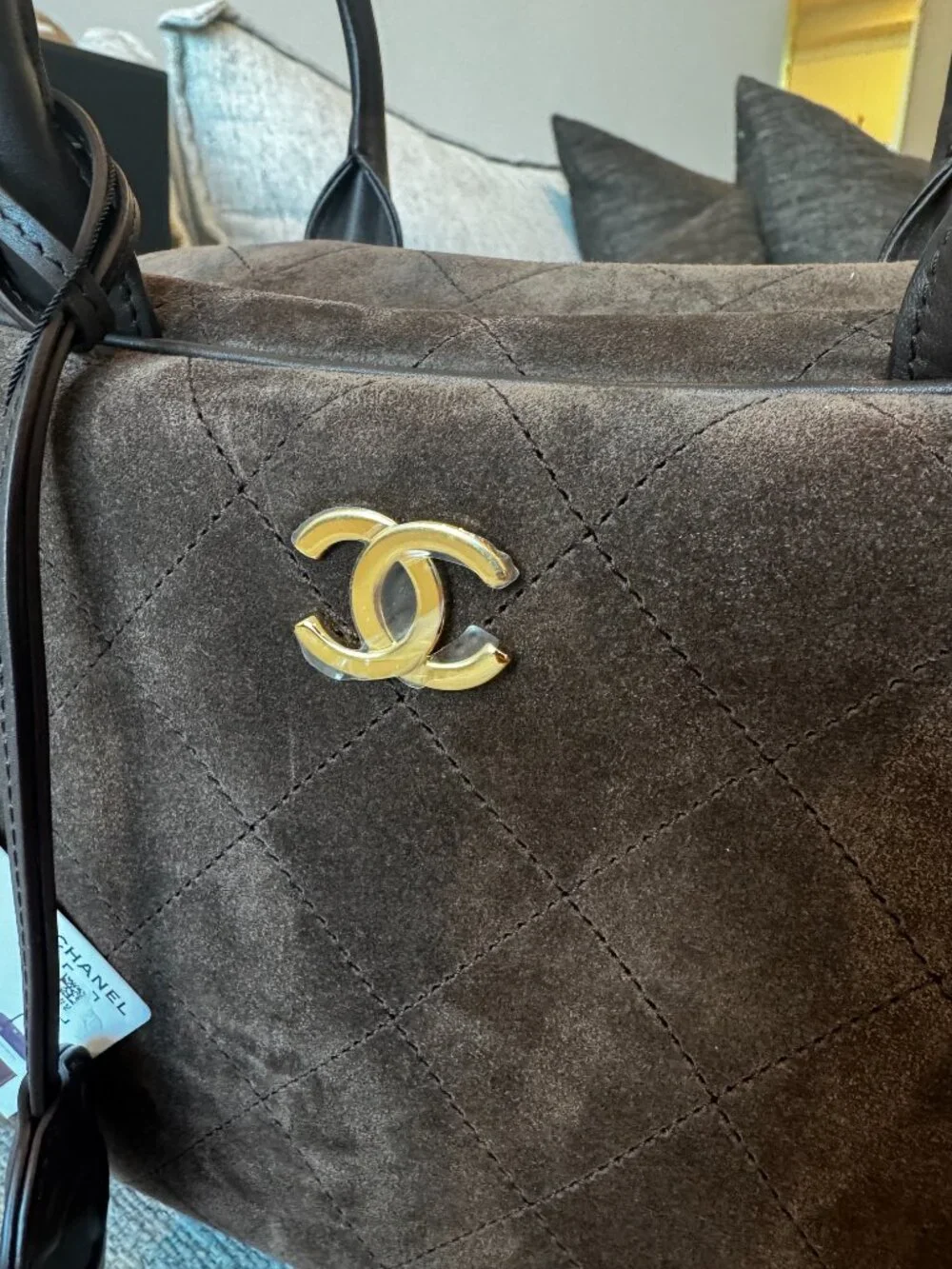 Authentic Chanel Large Perfect Bowling Bag in Brown 26B